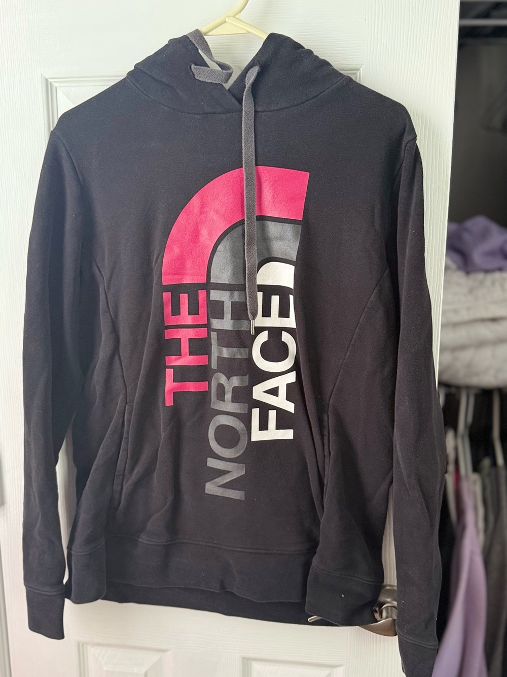 The North Face Black Pullover Hoodie with Pink Accent